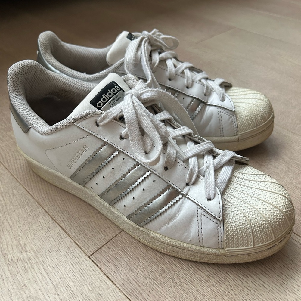 Adidas Superstar Shoes in White and Gray